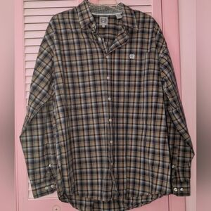 Cinch Button Down Shirt Long Sleeve Size L